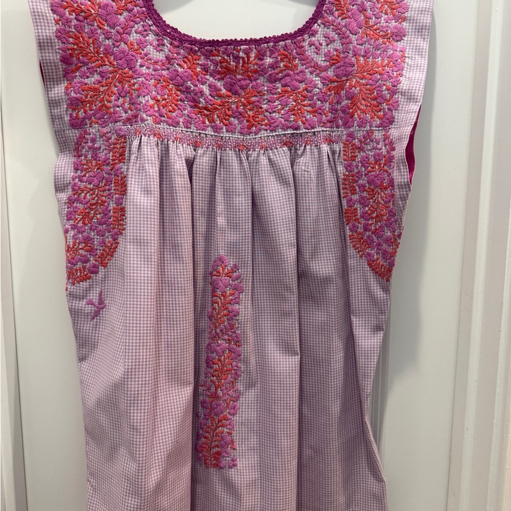 Mi Golondrina hand made Embroidered Pink and Purple Top NWOT